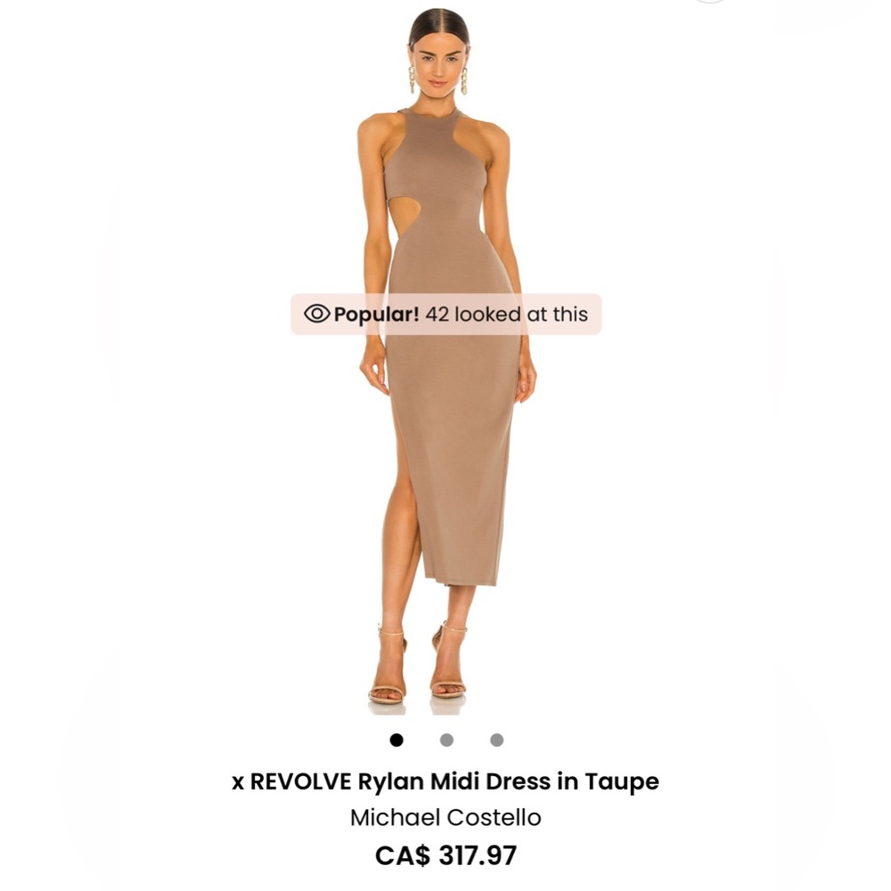 Michael Costello X REVOLVE Rylan Midi Dress in Taupe • Size XXS